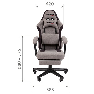 Игровое компьютерное кресло CHAIRMAN CH27, ткань, серый/черный (M)